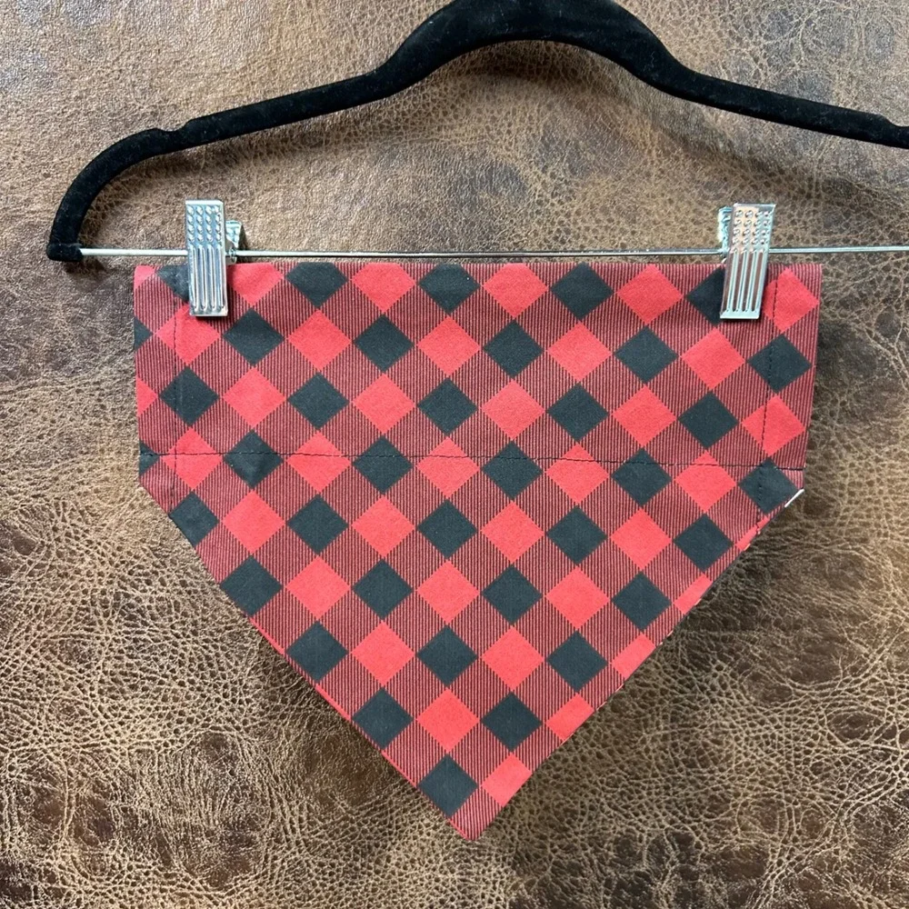 Buffalo Plaid Red Black Ohio Home State Dog Pet. Fits over collar